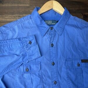 Polo By Ralph Lauren Men's XL Long Sleeve Button Up Utility Casual Blue